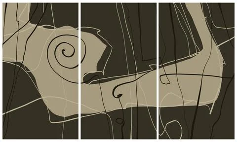 Modern interior triptych Stock Illustration