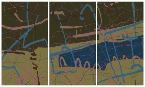 Modern interior triptych Stockillustratie