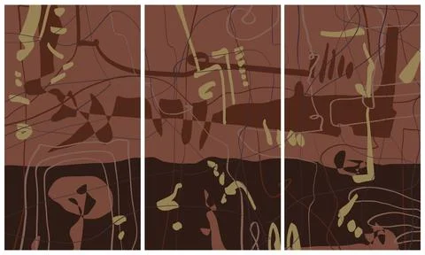 Modern interior triptych Stockillustratie