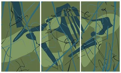 Modern interior triptych イラスト素材