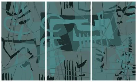 Modern interior triptych Illustrazione stock