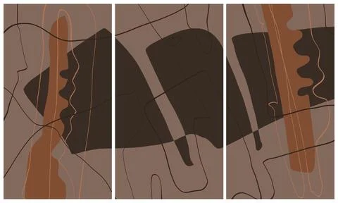 Modern interior triptych Illustrazione stock