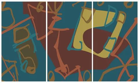 Modern interior triptych 스톡 일러스트