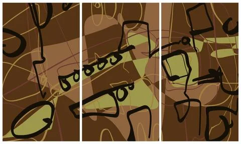 Modern interior triptych 스톡 일러스트
