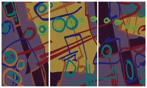 Modern interior triptych 스톡 일러스트