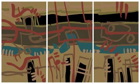 Modern interior triptych Stock Illustration