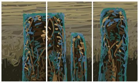 Modern interior triptych Stockillustratie