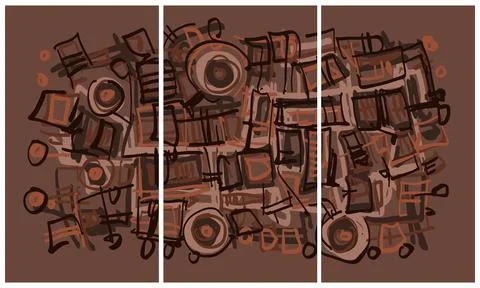 Modern interior triptych イラスト素材