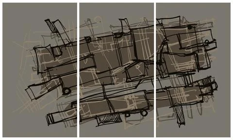 Modern interior triptych Stockillustratie
