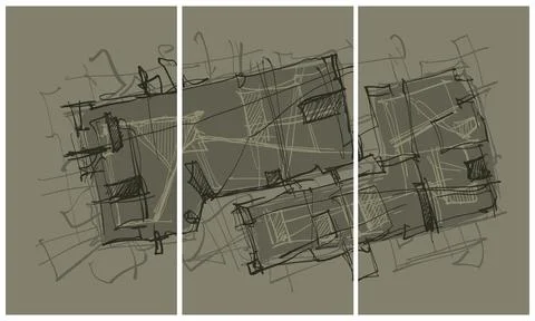 Modern interior triptych 스톡 일러스트