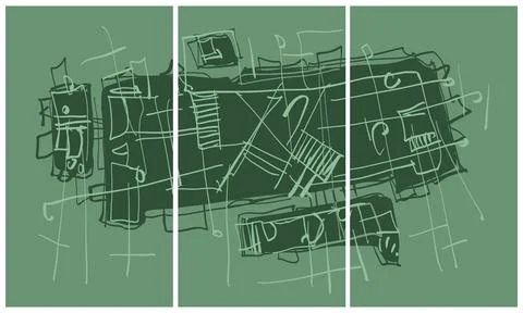 Modern interior triptych イラスト素材