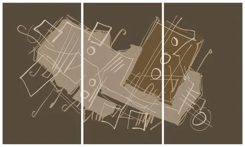 Modern interior triptych 스톡 일러스트
