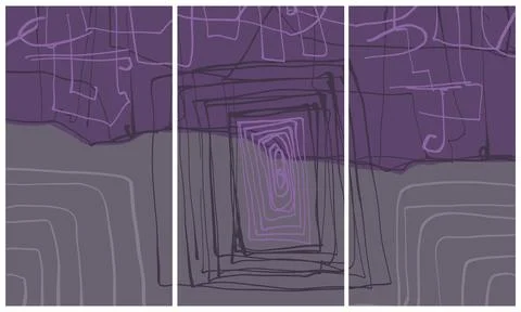 Modern interior triptych 스톡 일러스트