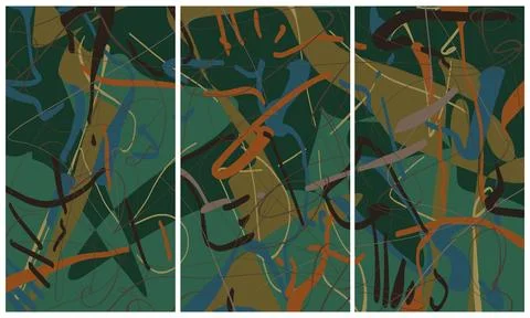 Modern interior triptych 스톡 일러스트
