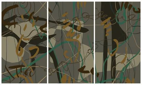 Modern interior triptych Stockillustratie