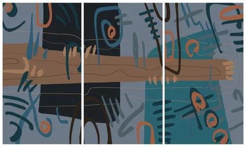 Modern interior triptych Stockillustratie