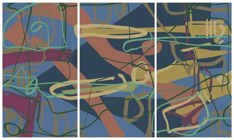 Modern interior triptych 스톡 일러스트