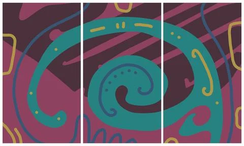 Modern interior triptych 库存插图