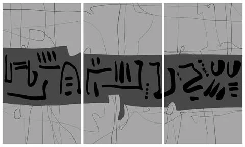 Modern interior triptych 스톡 일러스트
