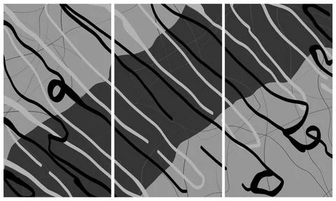 Modern interior triptych Stock Illustration