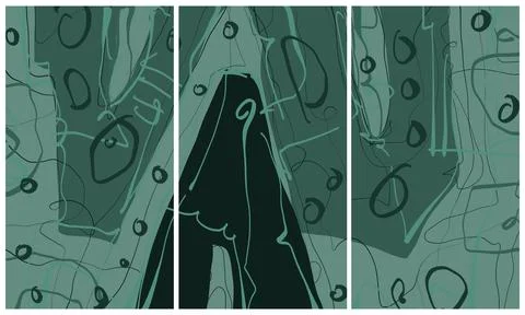 Modern interior triptych Stock Illustration