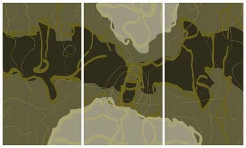 Modern interior triptych Stock Illustration