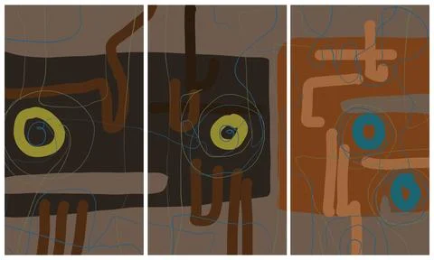 Modern interior triptych Stock Illustration