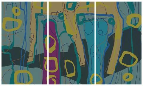 Modern interior triptych Stock Illustration
