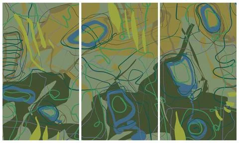 Modern interior triptych Stock Illustration
