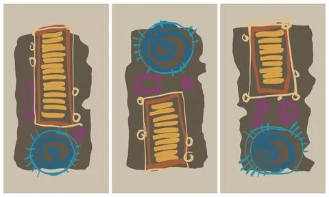 Modern interior triptych Stock Illustration
