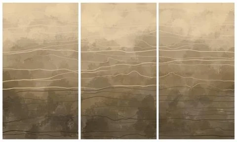 Modern interior triptych Stock Illustration