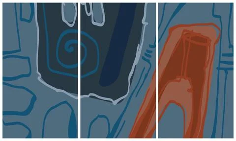 Modern interior triptych Stock Illustration