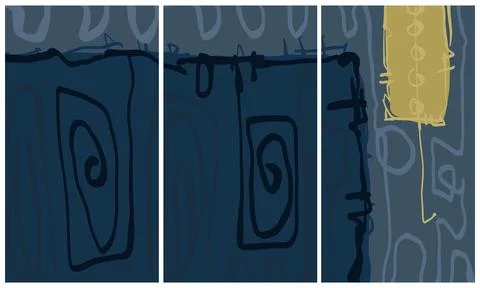 Modern interior triptych Stock Illustration