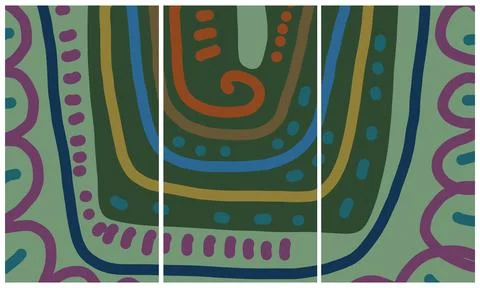Modern interior triptych Stock Illustration