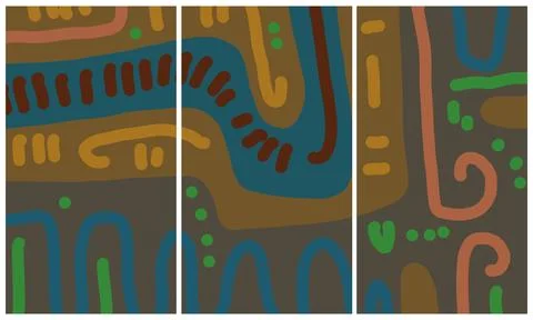 Modern interior triptych Stockillustratie