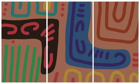 Modern interior triptych Stock Illustration