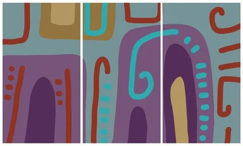 Modern interior triptych Stock Illustration