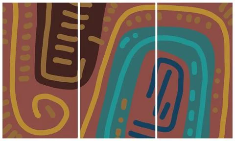 Modern interior triptych Stock Illustration