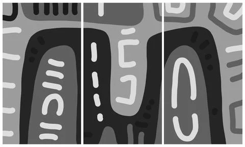 Modern interior triptych Stock Illustration