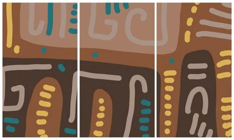 Modern interior triptych Stock Illustration