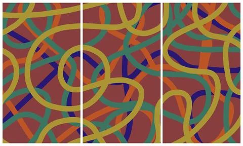 Modern interior triptych Stock Illustration