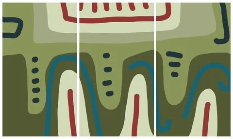 Modern interior triptych Stock Illustration