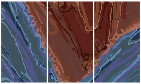 Modern interior triptych Stock Illustration