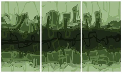 Modern interior triptych Stock Illustration