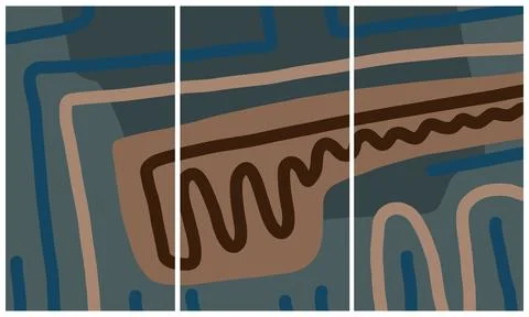 Modern interior triptych Stock Illustration