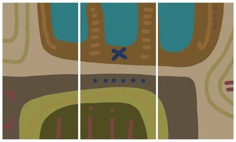 Modern interior triptych Stock Illustration