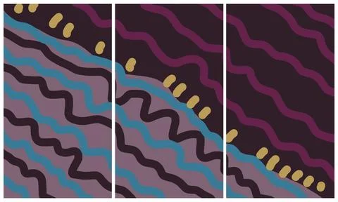 Modern interior triptych Stock Illustration