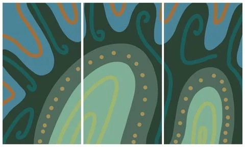 Modern interior triptych Stock Illustration