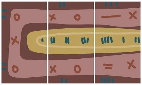Modern interior triptych Stock Illustration