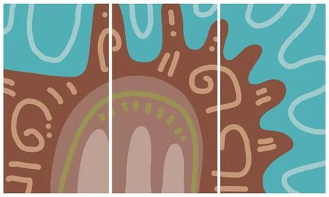 Modern interior triptych Stock Illustration